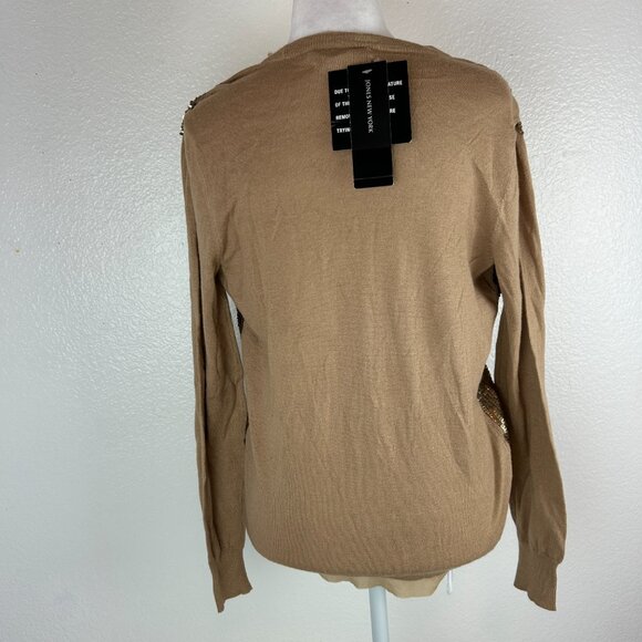 Jones New York cardigan sweater size M sequined button v neck Tan Color NWT - Picture 3 of 9
